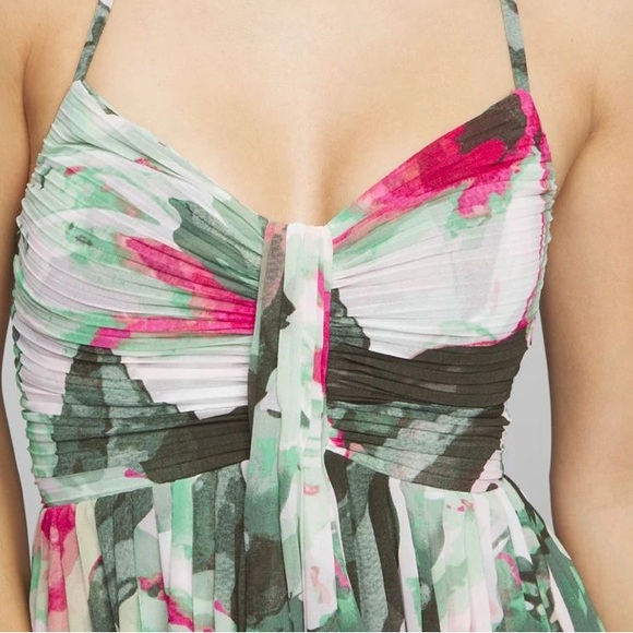 White House Black Market Floral Sleeveless Pleated Bust Dress Wedding Guest - Picture 4 of 16